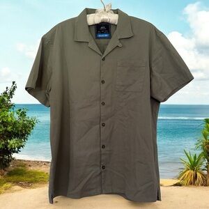 MBX Paradise Casual Button Down Shirt Army Green Sz L Vacation Resort-wear Beach